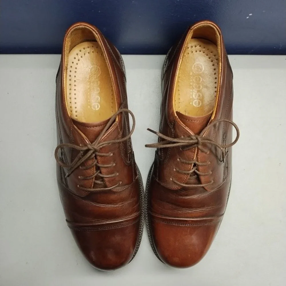 Cease by Florsheim Oxford Shoes Mens US‎ 10M Brown Leather Shock Cushion Lace Up